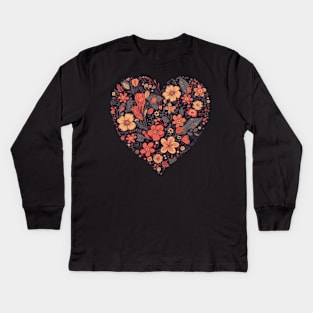 Floral heart Kids Long Sleeve T-Shirt